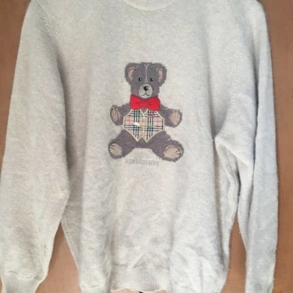 Vintage Burberry Bear Sweater Wool Nova Check
